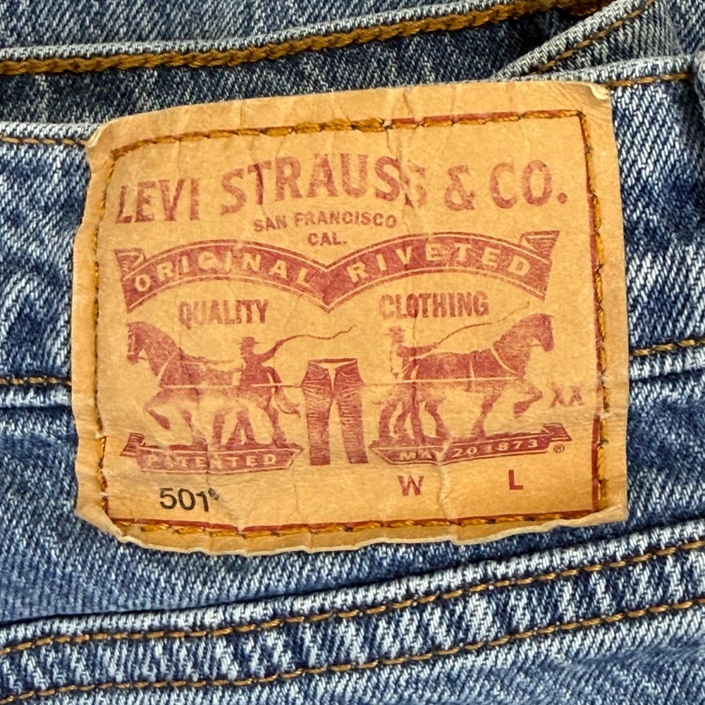 Levi's 501 Original Jeans Women 28 Blue Medium Wash Straight Leg Button Fly - Picture 6 of 10